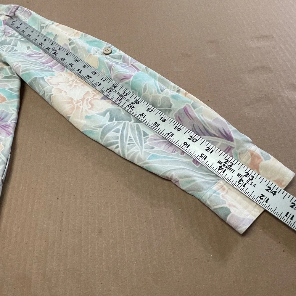Vintage Natural Elements Women's Sz 14 Tropical Floral 100% Silk Surplus Shacket